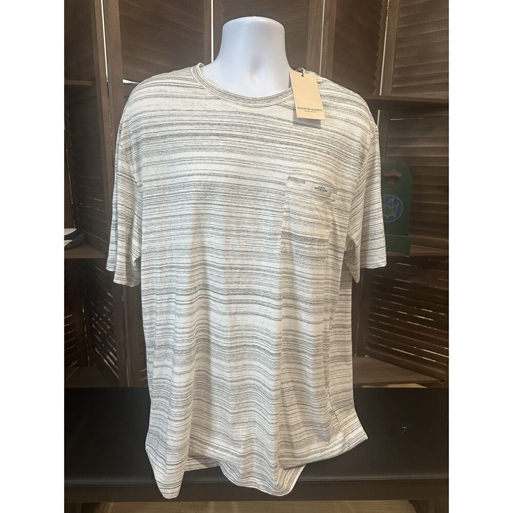 Scotch & Soda XL Extra Large Short sleeve Black White Striped Tshirt